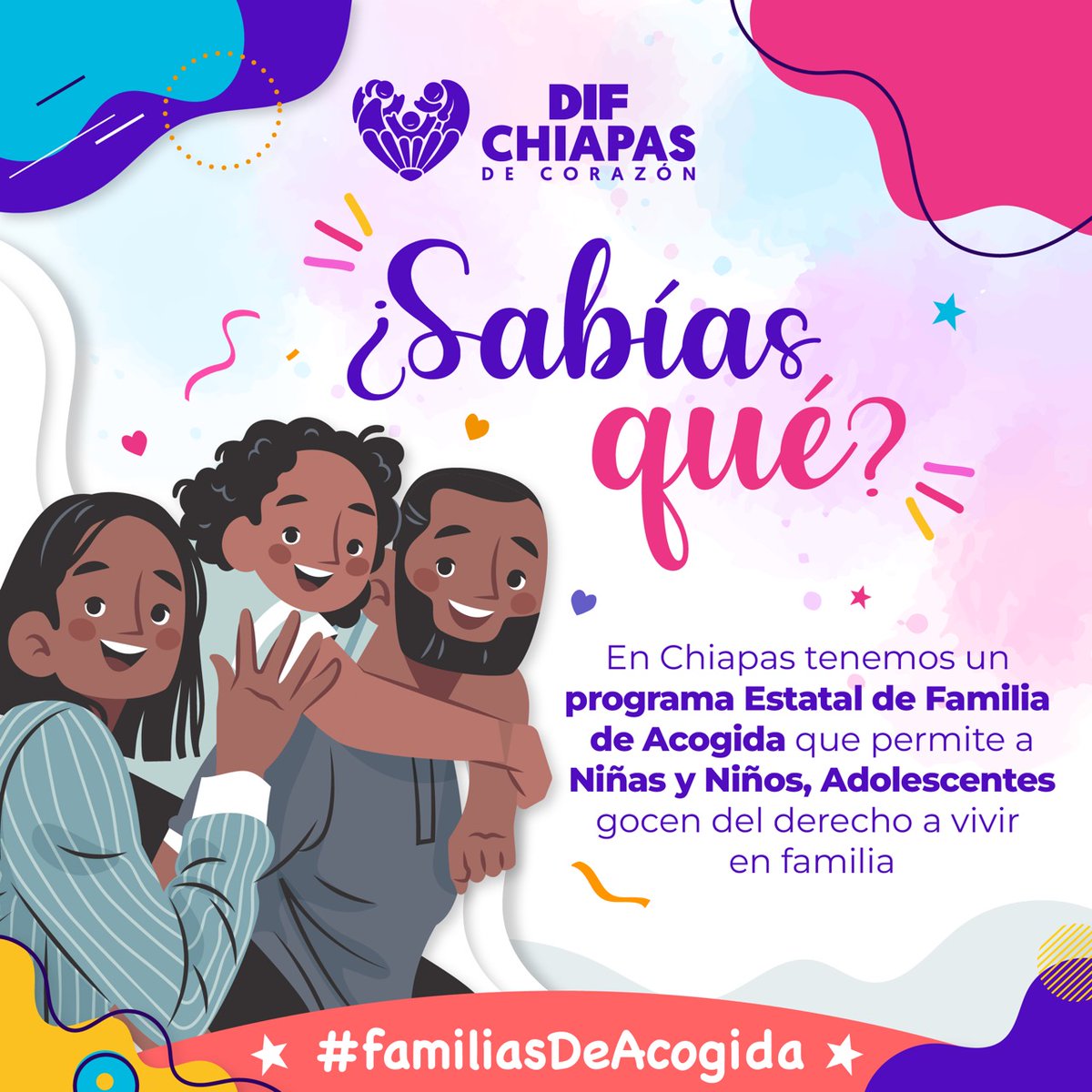 AnominusRufus's tweet photo. 💜 En Chiapas tenemos un Programa Estatal de Familias de Acogida para permite que niñas, niños y adolescentes puedan gozar del derecho a vivir en familia 
#Chiapas @DIF_NMX  @DeliaGlz https://t.co/NaFZ2lODTS
