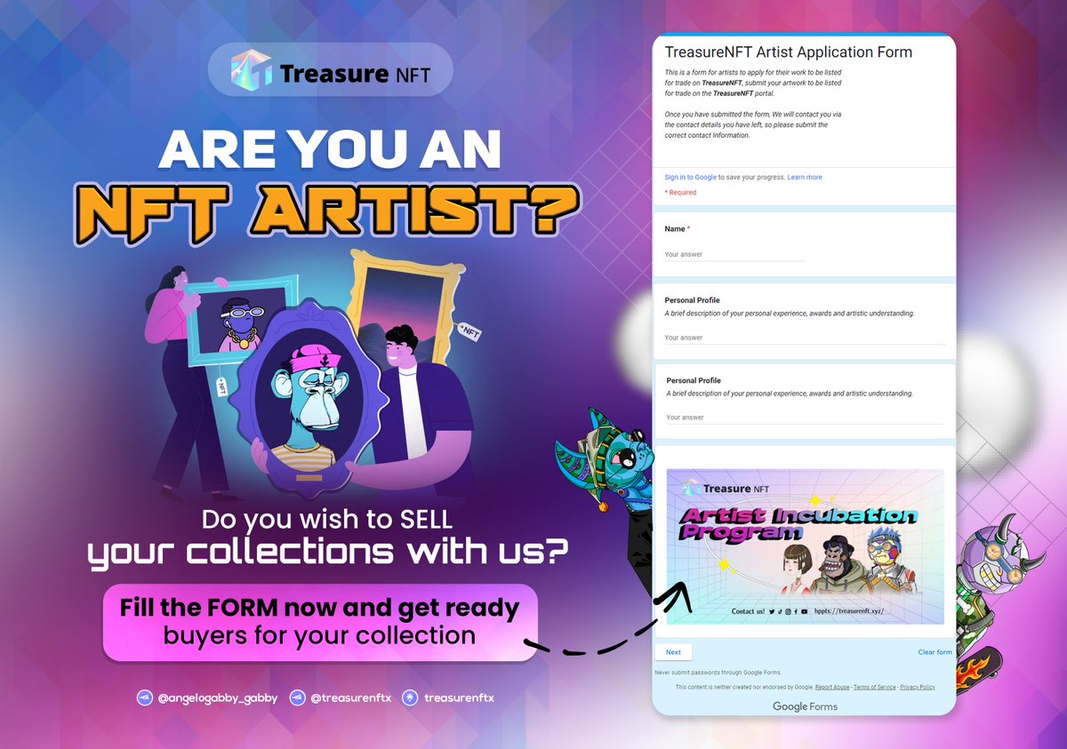 ♾あなたはNFTアーティストですか？

♾NFTを売りたいですか？

👉tinyurl.com/36nft8z7

Are you an NFT artist?

Do you wish to sell your NFT?

#TwitDao #NFTGiveaways #NFTshill #nftarti̇st #PolygonNFT #BSC