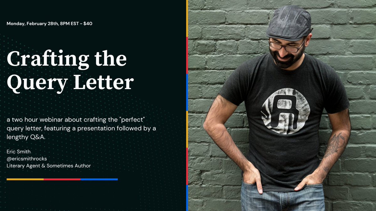 Rolling out this query letter webinar, which is going towards helping friends + family with medical expenses.

2/28! 8PM!

Haven't done one of these in almost two years, so come join! It'll be fun, and the Q&amp;A will likely go VERY over. I can't help myself. ericsmithrocks.com/blog/2023/1/20…
