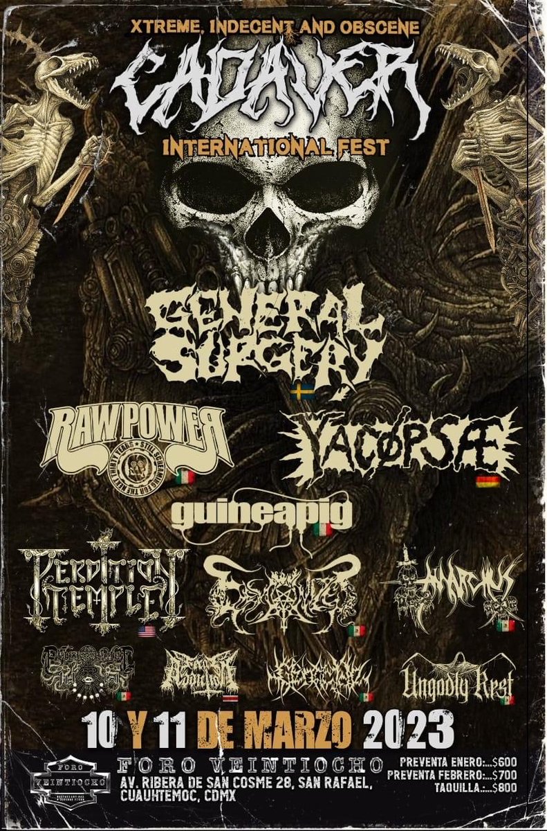 BBeat105's tweet image. En nuestro pasado #UnreadableLogo estuvo: #Demonized

Forman parte del #CadaverFest3, 10 y 11 de marzo en el #ForoVeintiocho

Algunas de las bandas que participan también, son: #GeneralSurgery, #Yacoepsae, #RawPower
 
#CadaverProds

#UnreadablesLogos

#StayBlast
#BlastBeat105