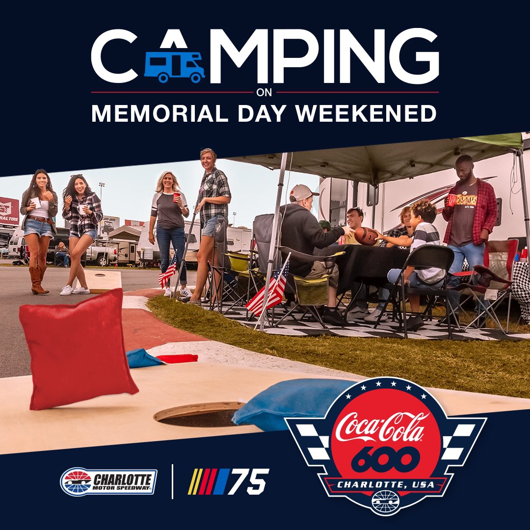 CLTMotorSpdwy's tweet photo. Camping at the 600 just hits different. 🇺🇸 

Make your plans to stay with us today!

⛺️ https://t.co/GWzLoMbbR8

#CocaCola600 | @CocaColaRacing https://t.co/nrXBu9Jgrg