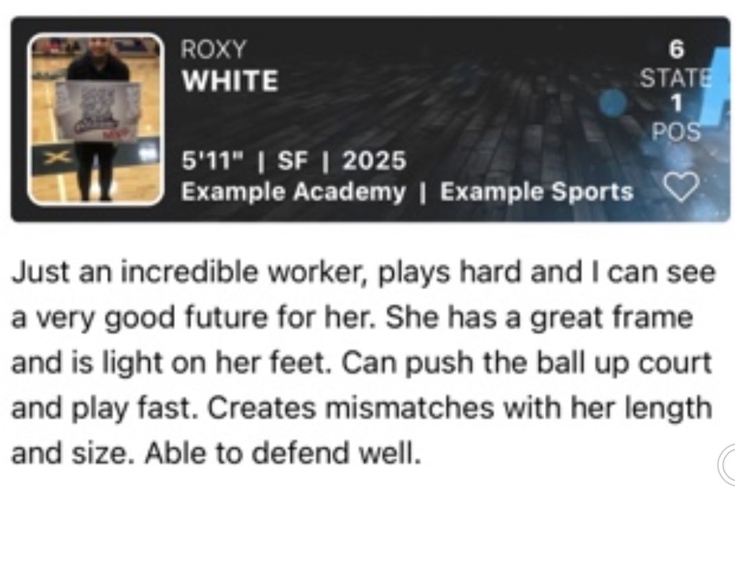 example_academy's tweet photo. 2025 Roxy White getting some love as an eye opener from the Classic in the City. Regarded as the top 2025 in the State at her position Roxy has a very bright road ahead! @RoxyW42 #AcademyBusiness https://t.co/gmFtSooH3b
