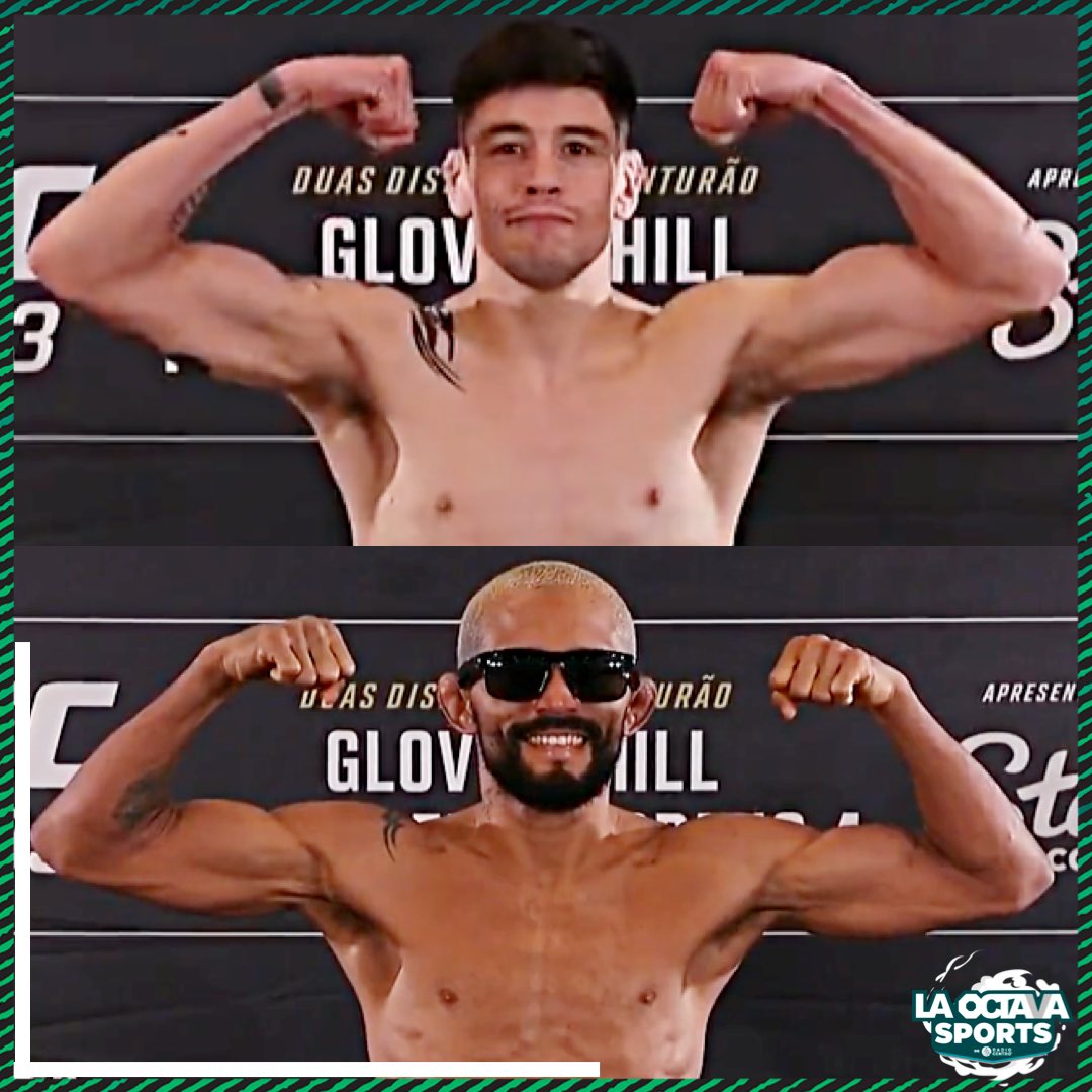 laoctavasports's tweet photo. PELEADORES LISTOS🔥🥋

Brandon Moreno y Deiveson Figueiredo pesaron 125 libras previo a su combate en el UFC283🇲🇽👊🏼🇧🇷

Será la 4ta pelea entre ambos y disputan la unificación del título de peso mosca💪🏼🤩

#RealMadrid #BrandonMoreno #BrandonMorenoUFC #UFC #UFC283 https://t.co/LsVNUUwq8f
