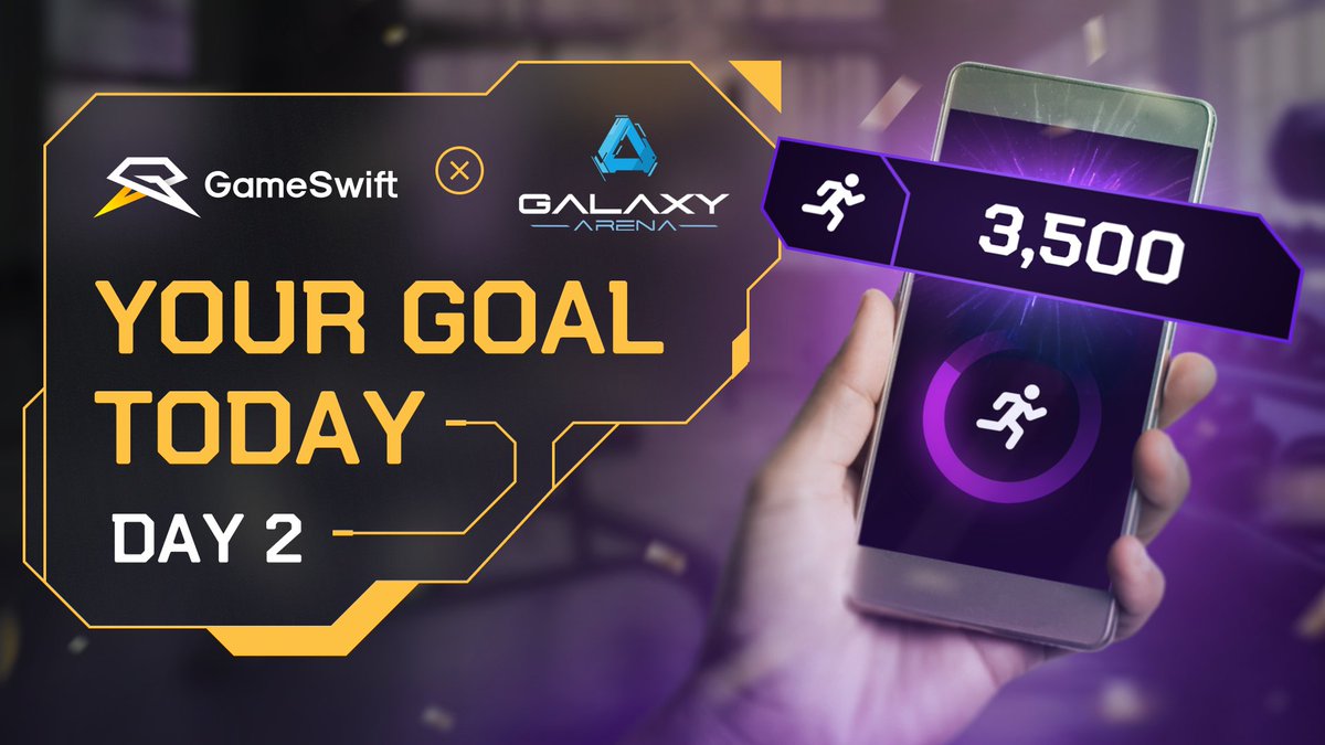 GameSwift_io's tweet photo. 🏃11,000 Steps Challenge🏃

The warm-up is over! Time to raise the bar for day two!

🏆Prize pool: 600 $BUSD

Grab your fitness tracker and:
1⃣Follow @GameSwift_io &amp; @galaxyarena_io
2⃣Like &amp; RT
3⃣Comment with a photo proving you've taken a min of 3.5k steps

Ready, set, GO!🫵 https://t.co/dQgO4xyWeu