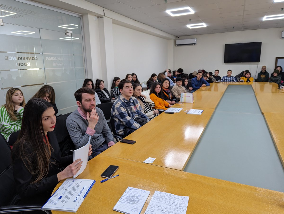 dbujiashvili3's tweet image. Public lecture at #European University with university and school students on #Georgia`s European part including #sectorialintegration 🇬🇪🇪🇺