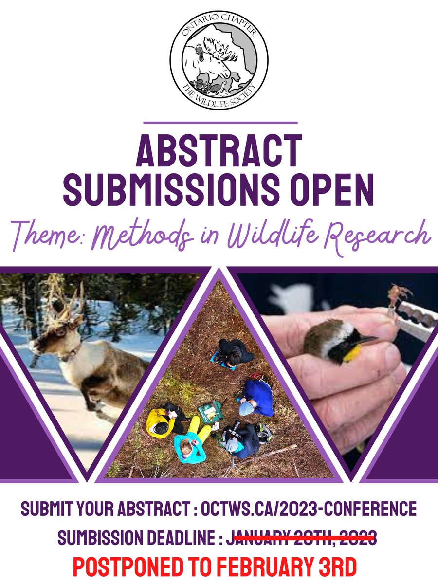Our abstract &amp; student travel grant submission deadlines have been postponed to February 3rd! octws.ca/2023-conference