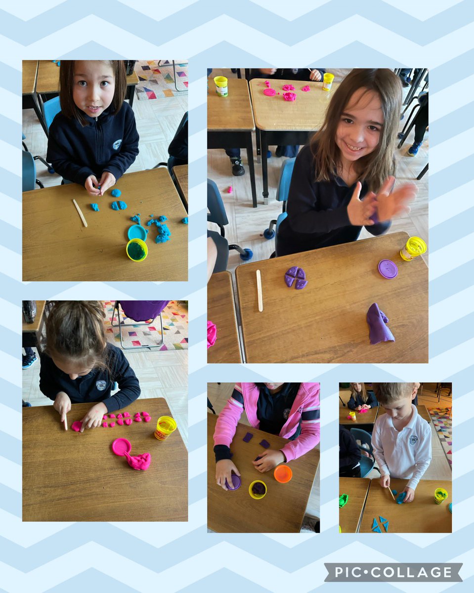 For fun Friday we pulled out our Play-Doh to learn more about about fractions. Ss was excited to share how he see’s the cross in his shape by making a half of a half! @StPaul_CES