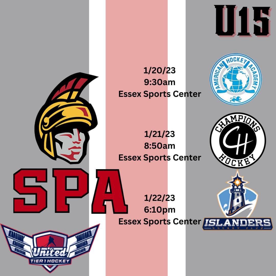SPAhockeyNH's tweet photo. Here is this SPA weekend schedule! Good luck to our U15 team taking part in the United Tier 1 Showcase today!
#LetsGoSPA https://t.co/wVIGyEaEsi