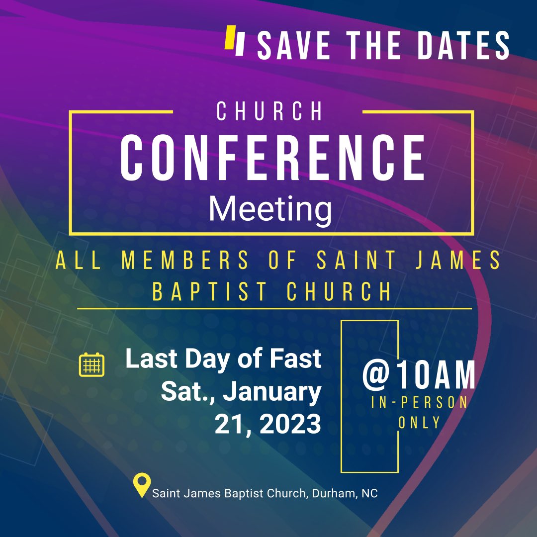 sjbcnc's tweet photo. REMINDER‼️ Church Conference is tomorrow morning at 10AM EST! https://t.co/sybyFVpHHN