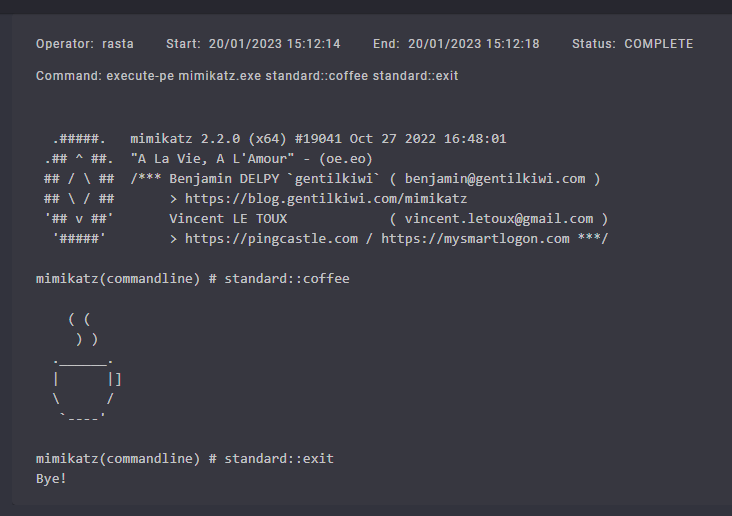 _RastaMouse's tweet photo. Integrated a C# reflective loader into #SharpC2 for executing native binaries in memory.

Props to @benpturner, @m0rv4i &amp; @strawp for the RunPE project. https://t.co/OuUFbYAU48