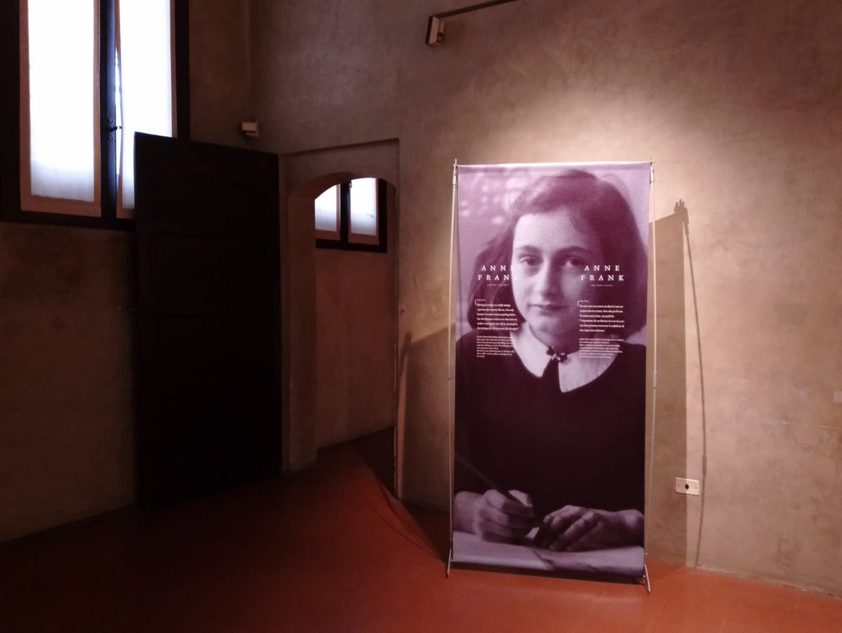 NLinItaly's tweet photo. “Anne Frank. Una storia attuale” at the Casa del Mantegna in Mantova. This traveling exhibition was conceived and produced by the @annefrankhouse and translated into 25 languages. In Mantova, it runs through Jan 26. CG @BaakMascha took part in the opening ceremony. #NLinItaly https://t.co/KLF5CYgQMe