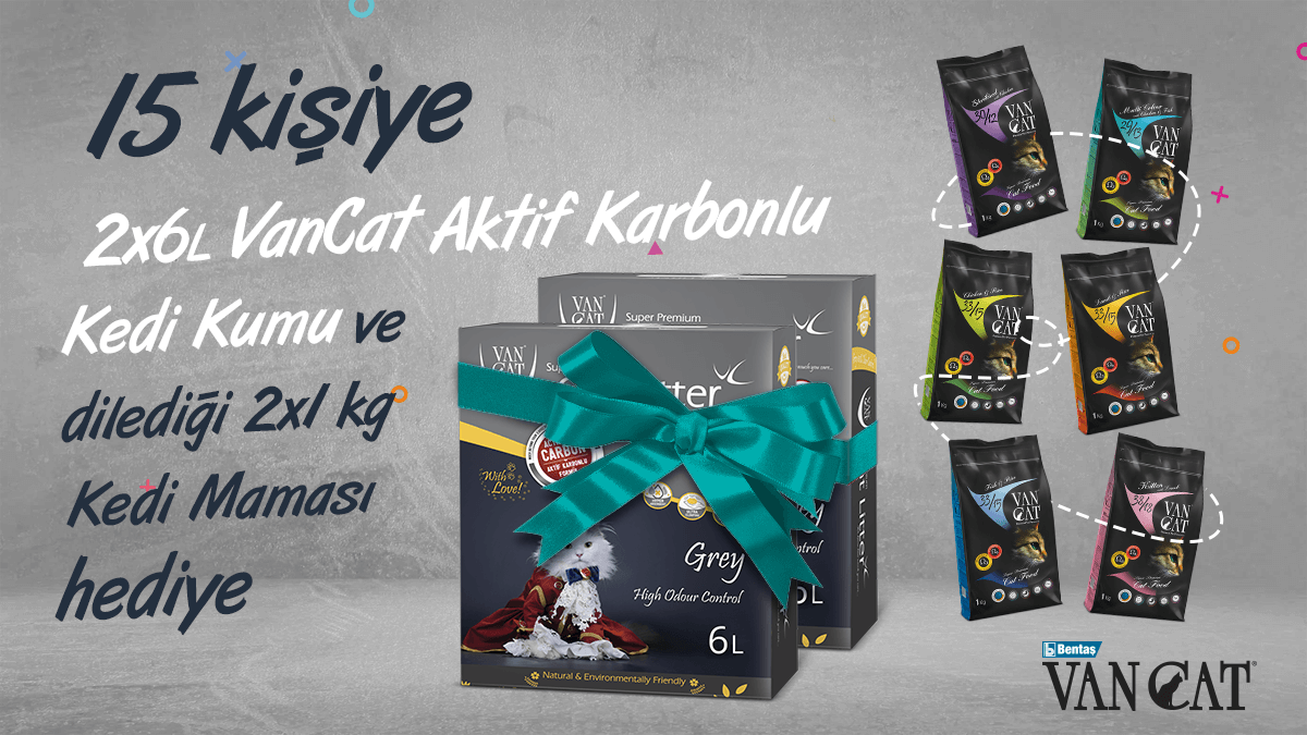 VanCatTurkiye's tweet photo. VanCat Ocak Çekilişi Başladı! ⛄❄
⁠
12 L VanCat Aktif Karbonlu Kedi Kumu ve dilediğin 2x1 kg #Kedi Maması kazanacak 15 şanslı kişiden biri olmak için sen de hemen #çekiliş biletlerini topla! 🐈
⁠
Çekilişimize katılmak için ➡️ https://t.co/XFafWj6uSZ https://t.co/uEo3kB8fmD