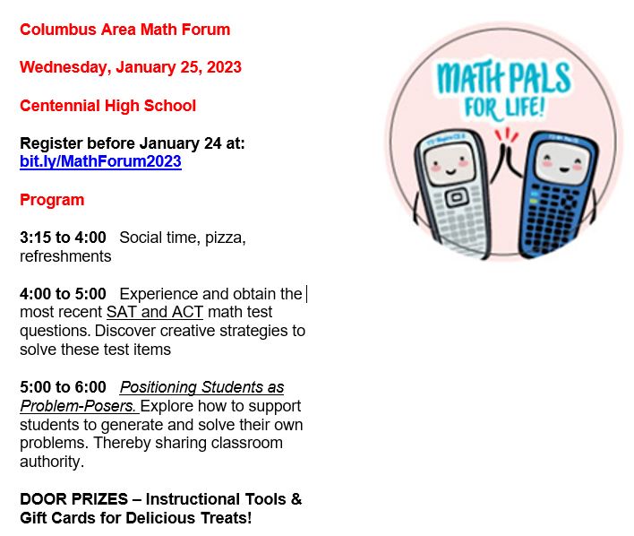 Michelle Grooms (@mlg5791) on Twitter photo There's only a 5 more days left to join <a href="/tomreardon3/">Tom Reardon</a> <a href="/emilydennett/">Emily Dennett</a> & @eulersnephew for the next Central #ohio #math #teacher forum. Save your spot today at bit.ly/MathForum2023. There's only a 5 more days left to join <a href="/tomreardon3/">Tom Reardon</a> <a href="/emilydennett/">Emily Dennett</a> & @eulersnephew for the next Central #ohio #math #teacher forum. Save your spot today at bit.ly/MathForum2023.