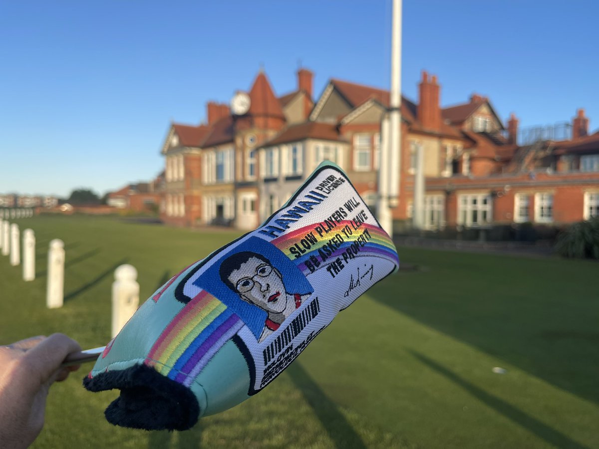 JamesBledge's tweet image. Probably the most flamboyant and ridiculous yet most awesome purchase ever. Thanks @z_blair and @TheBuckClub. She looks great on the links of Royal Liverpool! #mclovin