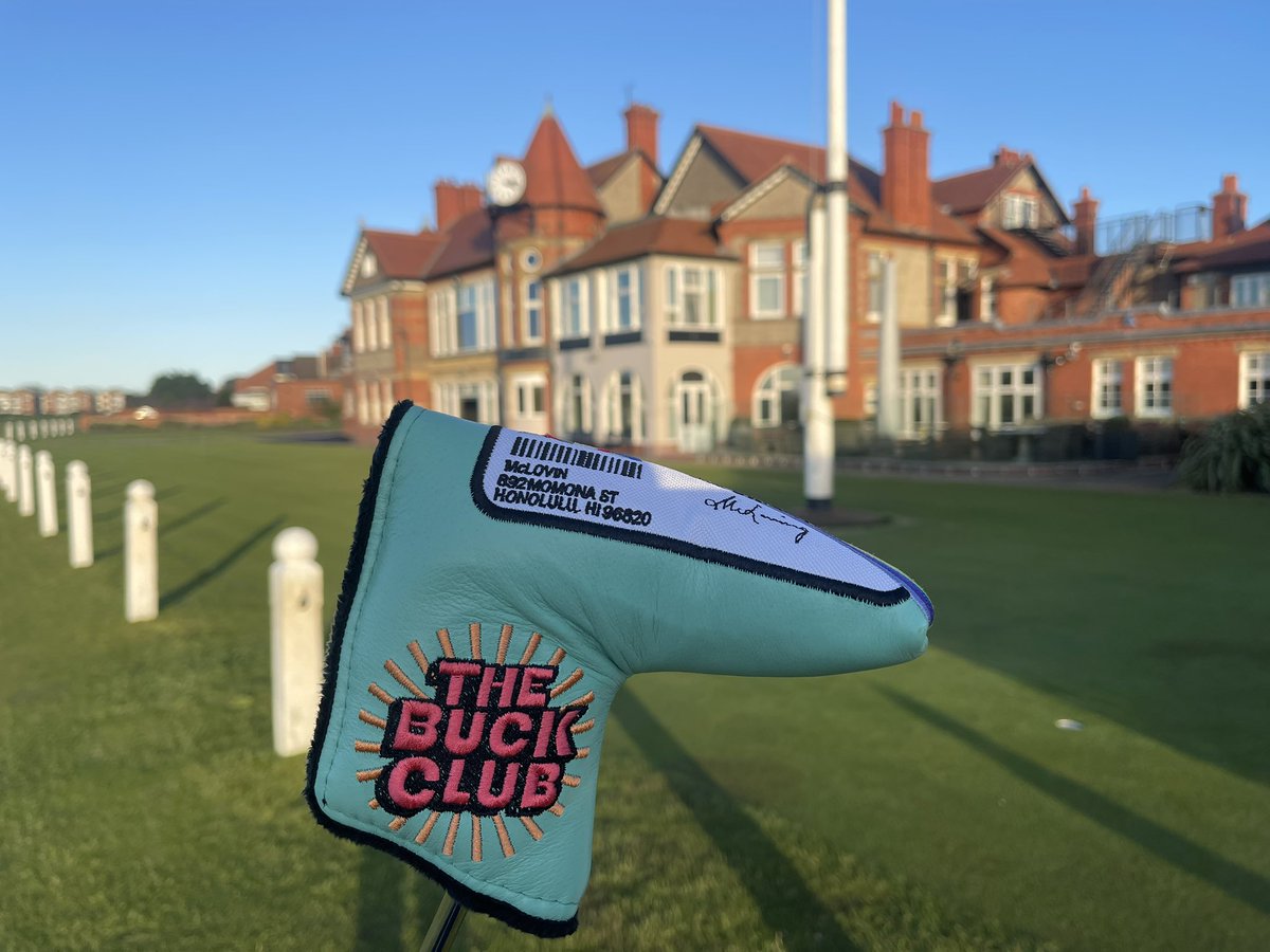 JamesBledge's tweet image. Probably the most flamboyant and ridiculous yet most awesome purchase ever. Thanks @z_blair and @TheBuckClub. She looks great on the links of Royal Liverpool! #mclovin