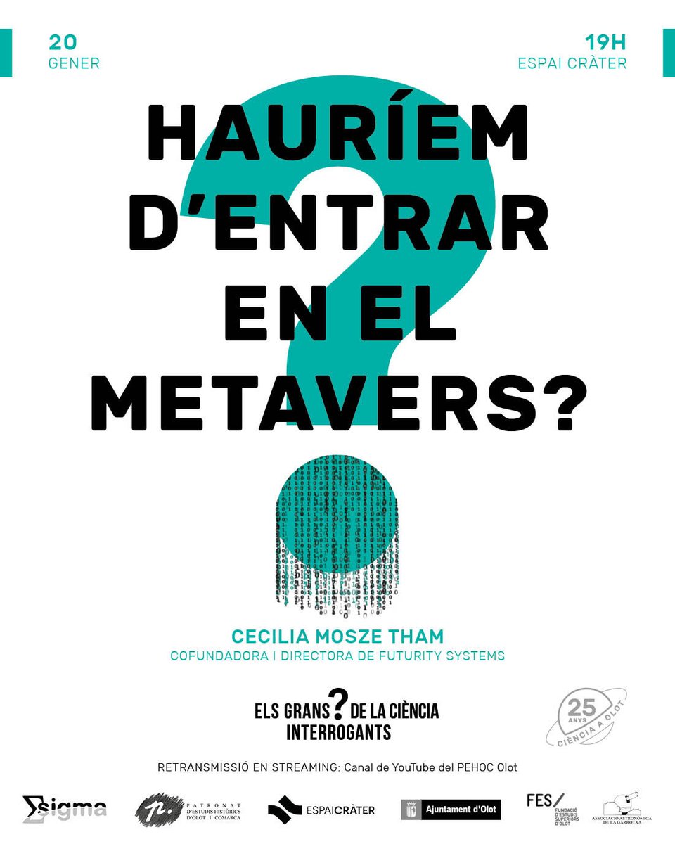 Patronat d'Estudis Històrics d'OIot i Comarca (@pehoc_olot) on Twitter photo Us deixem l'enllaç de la conferència de <a href="/CeciliaMTham/">Cecilia M Tham</a> sobre els fonaments del metavers, que tindrà lloc aquesta tarda a l' <a href="/espai_crater/">Espai Cràter</a>, a les 19h.
youtube.com/watch?v=HVXdvJ… Us deixem l'enllaç de la conferència de <a href="/CeciliaMTham/">Cecilia M Tham</a> sobre els fonaments del metavers, que tindrà lloc aquesta tarda a l' <a href="/espai_crater/">Espai Cràter</a>, a les 19h.
youtube.com/watch?v=HVXdvJ…