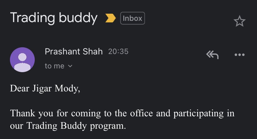 JigarAMody's tweet photo. Bliss is when u meet your trading Guru @Prashantshah267 sir &amp; discuss on your trading style &amp; what all improvements can be done to make it better…&amp; to top it when he sends a mail ✉️….Thanks a lot @Definedge @Prashantshah267 for such a superb Initiative like trading buddy… https://t.co/rrsxUoWu0r