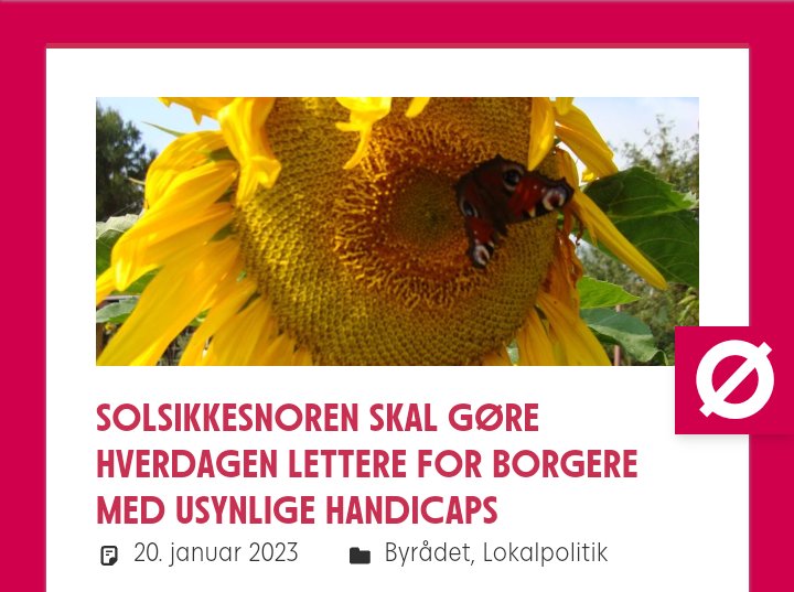 Katrine133's tweet photo. USYNLIGE HANDICAP
Jeg er så glad og stolt over, at Enhedslistens forslag om at indføre Solsikkesnoren i Aarhus Kommune nu bliver til virkelighed 🌻🌻🌻
https://t.co/ekeHQqp8IK https://t.co/zPPWuyJPKs