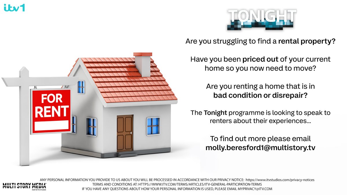 Calling all renters/people looking to rent! #ITVTonight is looking to speak to renters about their experiences. Check out the flyer for more information and tag someone you know struggling with the current rental market...
