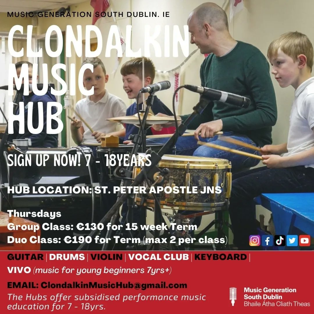 📣 7-18 year olds 📣

Guitar, Keyboard, Ukulele, Violin, Singing, Drum, Bass, &amp; Vivo classes begin next week 🎸🎙️ 🥁 🎻

Create, learn and perform music with our amazing tutors in any of our four locations: 

Rathcoole, Clondalkin, Kingswood 
&amp; Citywest 

Link in our bio 🔗