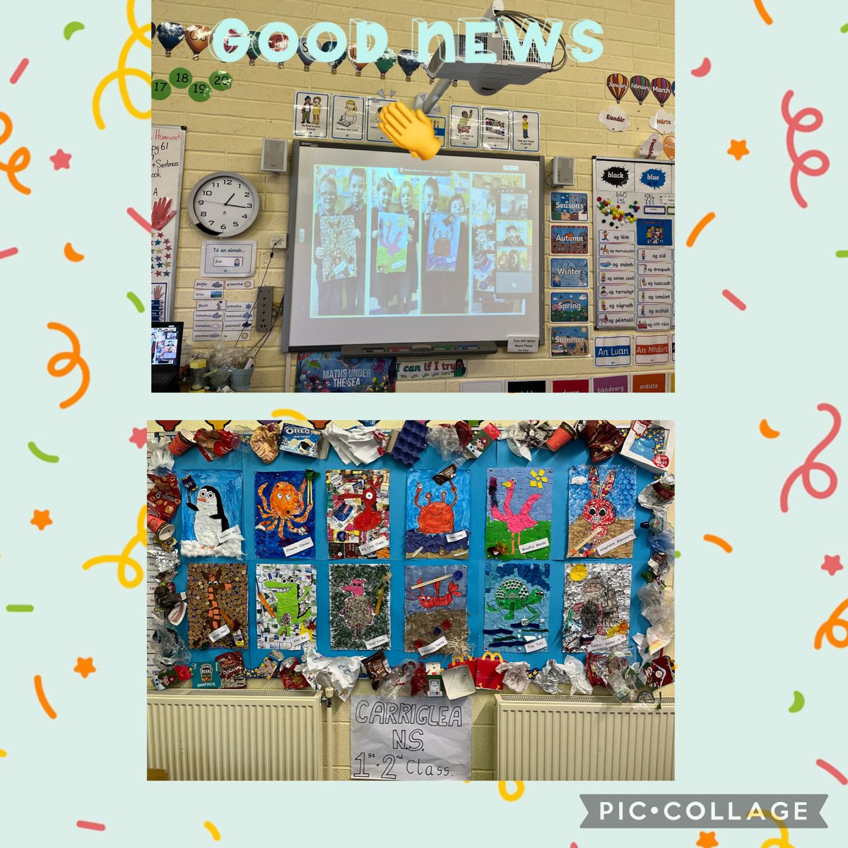 CarrigleaNS's tweet photo. We were delighted in 1st&amp;2nd class today to hear the great news on our Picker Pal Zoom call that we won the Art Competition we entered and won a fabulous mural for the school. The children were on a high all day after the news. 🙌👏#pickerpals https://t.co/xfngKE3doc