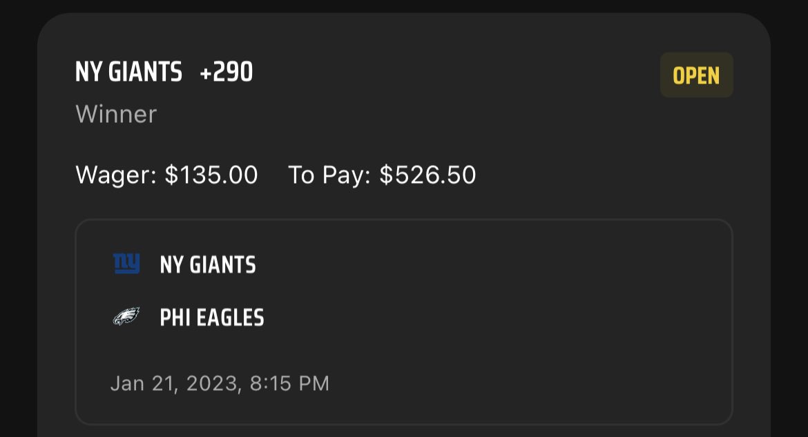 JefePil's tweet photo. The Giants have absolutely no right winning this game. Which is why I am once again putting my money on em
#WagerWednesday on a #FreakinFriday @MisterGHF
#GiantsAreComing #TogetherBlue https://t.co/H1CRSHAPTf