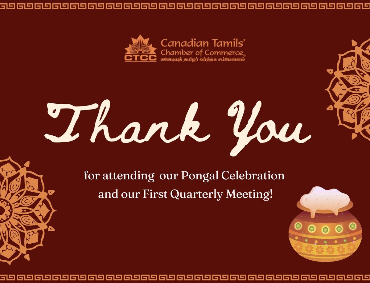 Thank you for attending our Pongal Celebration and First Quarterly Meeting of 2023! We hope you enjoyed the  event. 
Photo Credit: iyah4u

#CanTamilChamber2023 #Pongal #ThaiPongal #ThaiPongal2023 #Pongal2023 #PongalCelebration #Pongal2023 #TamilHeritageMonth #TamilEvents