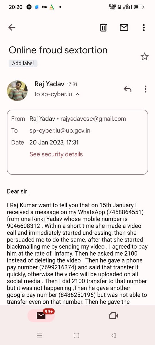 ajitrawat33's tweet photo. @myogiadityanath @aajtak @PMOIndia @dgpup @abplive @JagranNews
My friend Victim of this Online/what's app fraud Sextortion, 
Need to take a strict action by government on this type case so that not repeat in future with any other person.
Ty https://t.co/6PLKp64quK