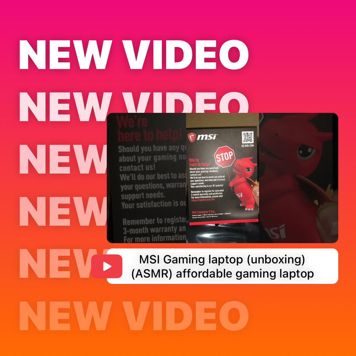 oh_so_cherry's tweet photo. go check it out! https://t.co/GSgvUWbD1v thank you! #affordablegaming #msi #laptop #smallcontentcreator #YouTube #ContentCreator #tech #Gamingaccessories https://t.co/BcrRLhGB3C