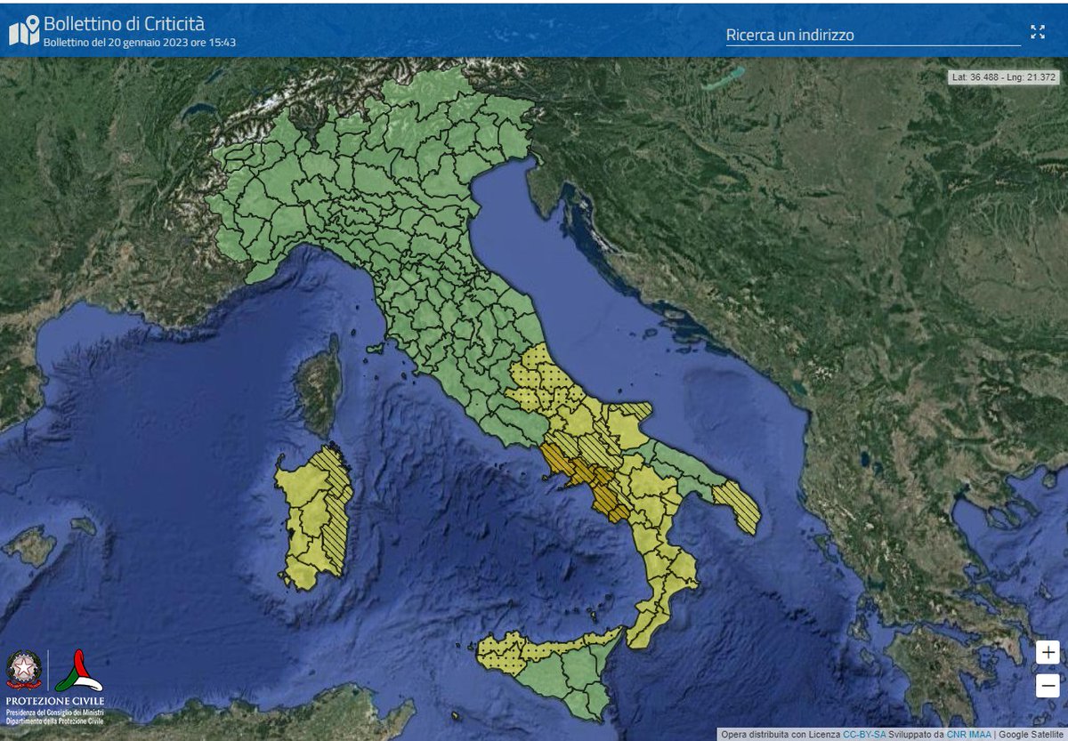 Sabato #21gennaio prevista 🟠🔔 #allertaARANCIONE in Campania. 🟡🔔#AllertaGIALLA valutata in 8 regioni. Consulta il bollettino di allerta meteo-idro 👉 bit.ly/AllertaMeteoId…
#protezionecivile