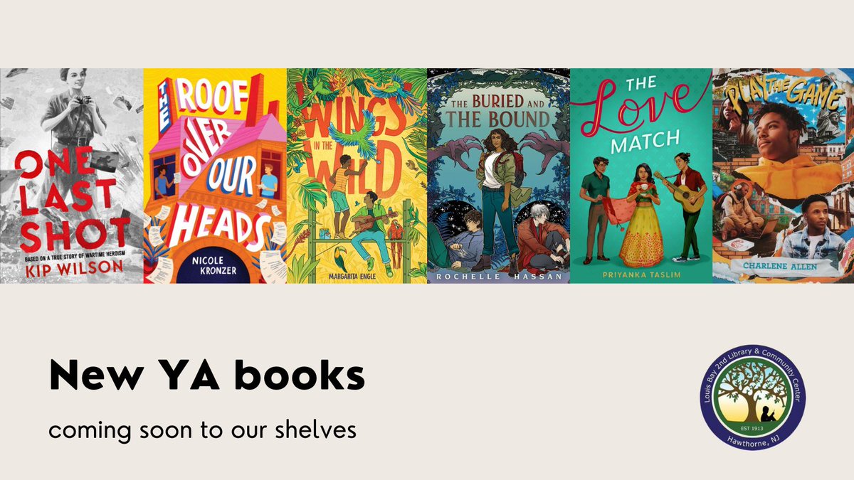 New books are coming soon to our YA shelves, including:

ONE LAST SHOT // @kiperoo
THE ROOF OVER OUR HEADS // @nicolekronzer
WINGS IN THE WILD // @margaritapoet
THE BURIED AND THE BOUND // @mustlovecorvids
THE LOVE MATCH // @bhootbabe
PLAY THE GAME // @CharleneAWrites