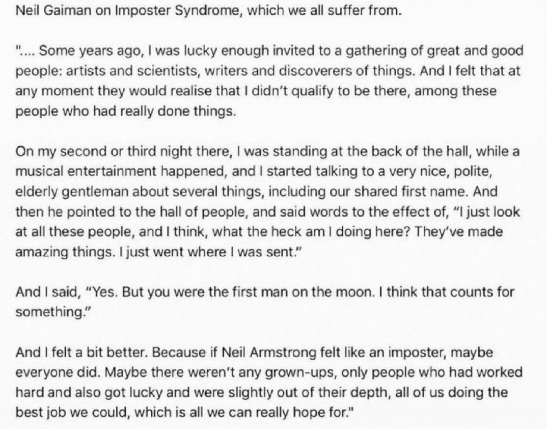 TheOldMonkWorld's tweet photo. Neil Gaiman on imposter syndrome  https://t.co/NPljj3Hu1r