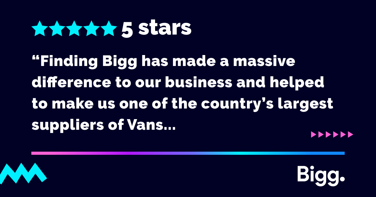 BiggMedia's tweet photo. A Bigg thank you to @Vanaways for your wonderful feedback 💫

Having multiple services working in unison has enabled the success of Van Sales, who are now one of the country's largest suppliers of vans. Get in touch with us today if you're ready to grow your business 📈 https://t.co/UiB3gMvydi