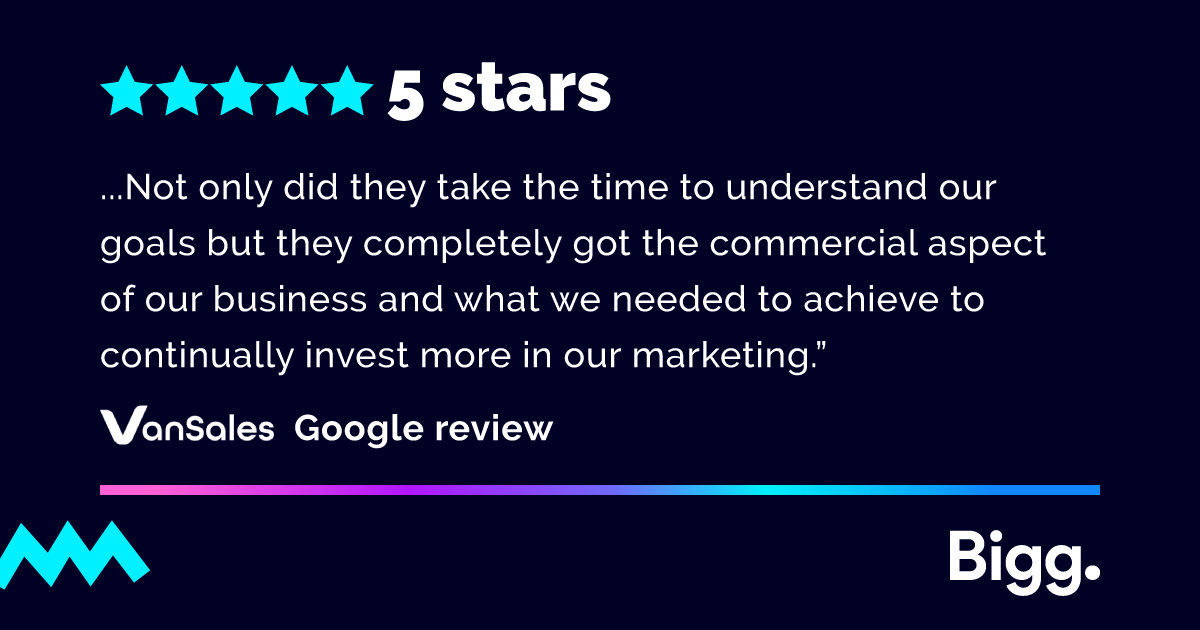 BiggMedia's tweet photo. A Bigg thank you to @Vanaways for your wonderful feedback 💫

Having multiple services working in unison has enabled the success of Van Sales, who are now one of the country's largest suppliers of vans. Get in touch with us today if you're ready to grow your business 📈 https://t.co/UiB3gMvydi