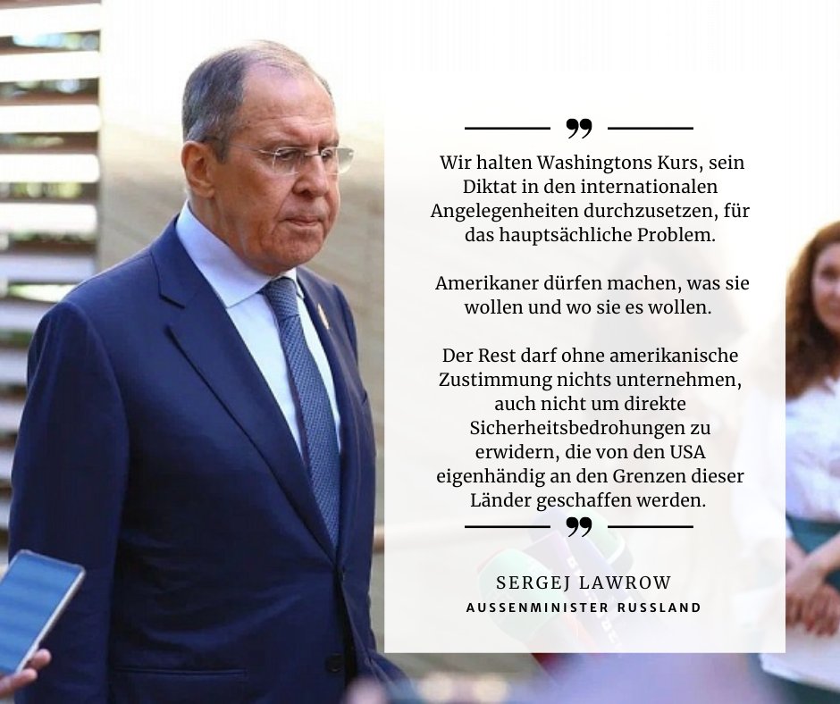 🎙️ Aus der Pressekonferenz des russischen Außenministers Sergej Lawrow am 18.01.2023

🔗 Weiterlesen: bit.ly/3XD2gyE