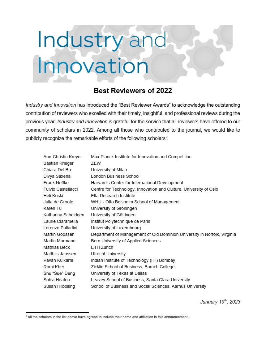 Industry & Innovation tweet media