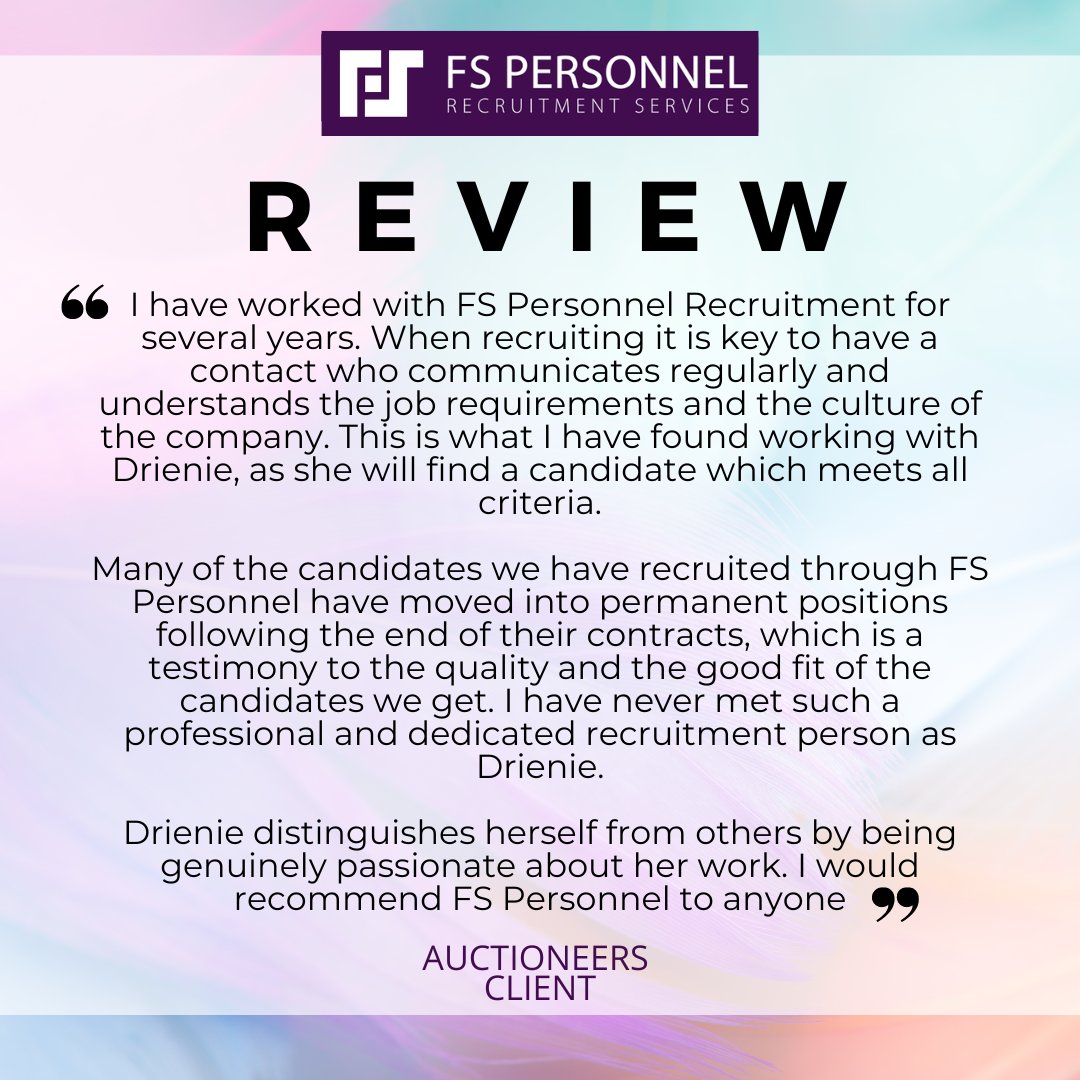 FS_PERSONNEL's tweet photo. Thank you to all our clients and candidates for the support.
Congratulations Drienie on a  beautiful review!🤩😁🥳
#loyalclient #beautifulreview #fspersonnelrecruitment https://t.co/HeTk6z0p9h