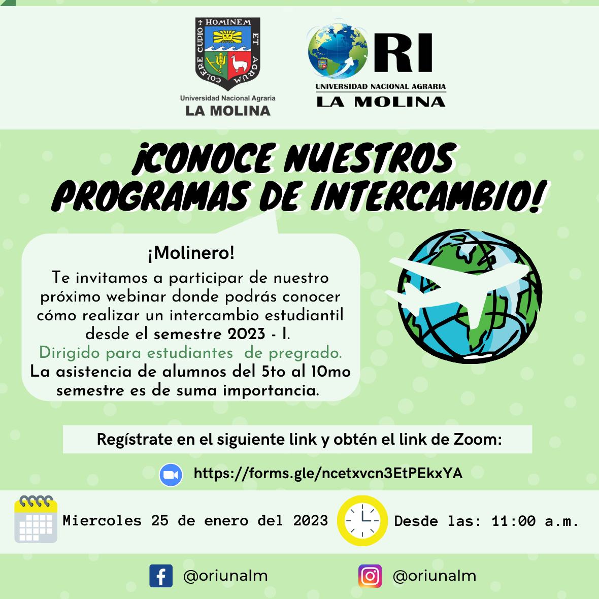 UNALM_online's tweet photo. #evento2023| ¿𝗖𝗢́𝗠𝗢 𝗥𝗘𝗔𝗟𝗜𝗭𝗔𝗥 𝗨𝗡 𝗜𝗡𝗧𝗘𝗥𝗖𝗔𝗠𝗕𝗜𝗢 𝗔𝗖𝗔𝗗𝗘́𝗠𝗜𝗖𝗢❓
Para participar de este importante evento deberás completar el siguiente formulario:
⏩https://t.co/TLySka4dwn
📌Fecha: Miércoles 25 de enero del 2023
Hora: Desde las 11:00 a.m. https://t.co/U88tQG3ND6