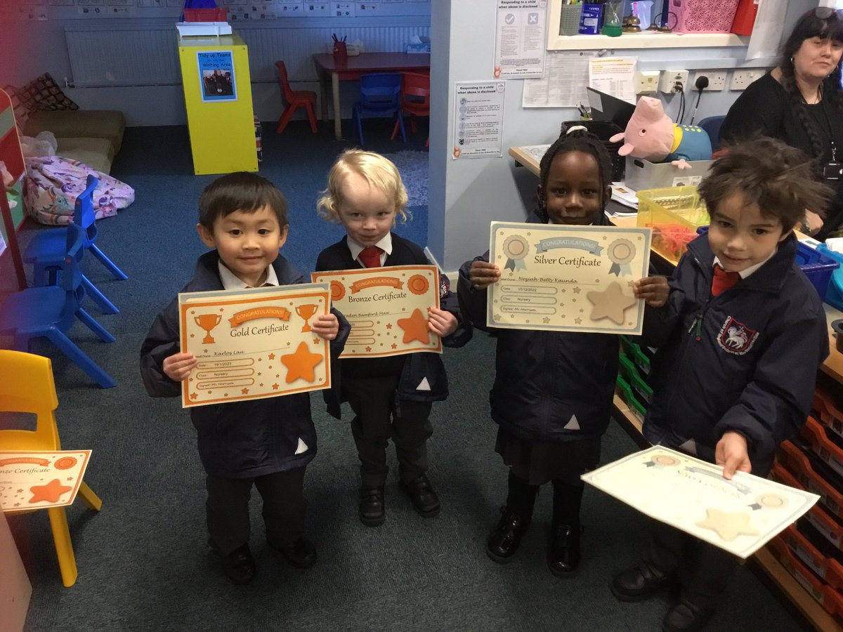 CEResurrection's tweet photo. Our proud nursery children showing off their weekly certificates. 👏🏽 #wellDone #FantasticAchievement #TrackItAwards #Reading #Writing #Maths #SchoolExpectations https://t.co/MT7IWlwUDP