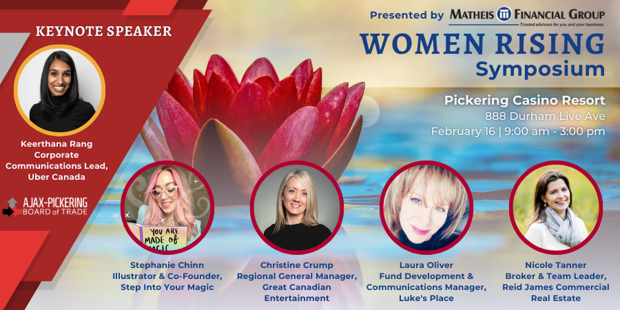 MatheisTeam's tweet photo. MFG's Talia Lane, along with the Ajax-Pickering Board of Trade, is once again proud to be hosting Women Rising, the 4th annual Women In Business Symposium on February 16th at Pickering Casino Resort. 
Join Us! https://t.co/3rpeb7m1yh
#APBOT #WomenRising #WomenInBusiness https://t.co/SEA7ARA1Kt