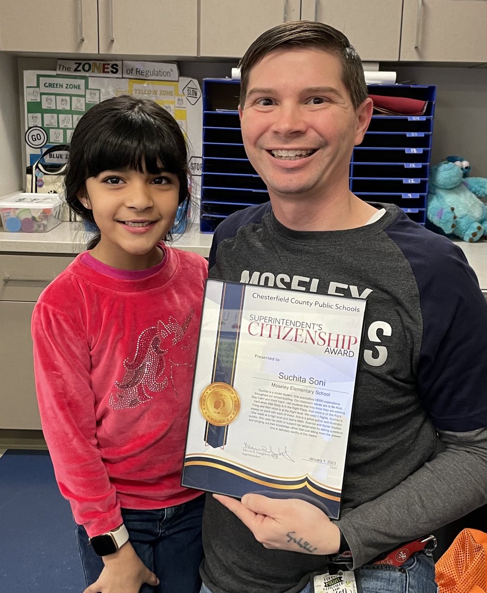 <a href="/DrD_CCPS/">Merv Daugherty</a> &amp; <a href="/rmharter/">Ryan Harter</a> stopped by this morning to recognize one of our amazing Mustangs! Honoring this special member of #ourherd for receiving the Superintendent’s Citizenship Award! We are so proud! @ccpsinfo #oneCCPS