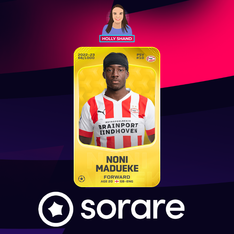HollyShand's tweet photo. ⏰🚨 COMPETITION TIME 🚨⏰

Win Chelsea new boy Noni Madueke’s Sorare Limited card! To enter:

▪️Follow @HollyShand &amp; @Sorare 
▪️Retweet this tweet
▪️Join Sorare on this link: https://t.co/A4kRubsVr3
▪️Comment with your Sorare username

Winner picked at random Sunday 7pm (GMT)