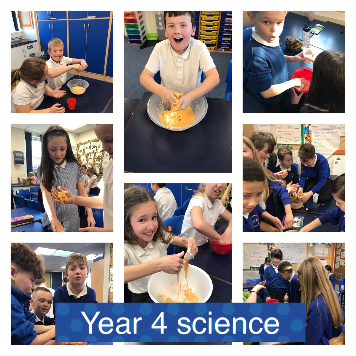hiwjstaffs's tweet photo. Today year 4 have been investigating the question βIs custard a liquid?β We mixed some custard powder with water and the result was very interesting! π #year4science #fiertescience #messyscience https://t.co/1wLiSswsbd