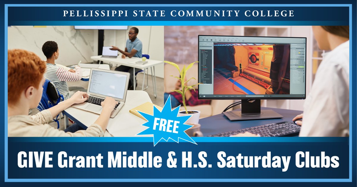 ps's tweet photo. Beginning in February, Pellissippi State will be hosting technology-based weekend clubs for high school and middle school students:
Sign-up sheets available at our Linktree:
https://t.co/votyo20UNj
#CIT #GIVEGrant #GIVETn #ComputerInformation #technology #PSCC https://t.co/TSYzENe4D0