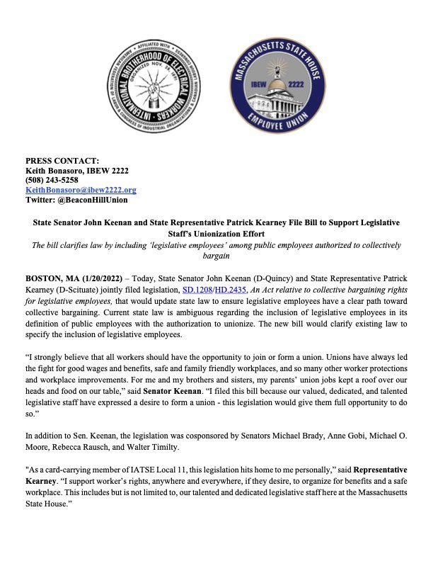 MA State House Employee Union tweet media