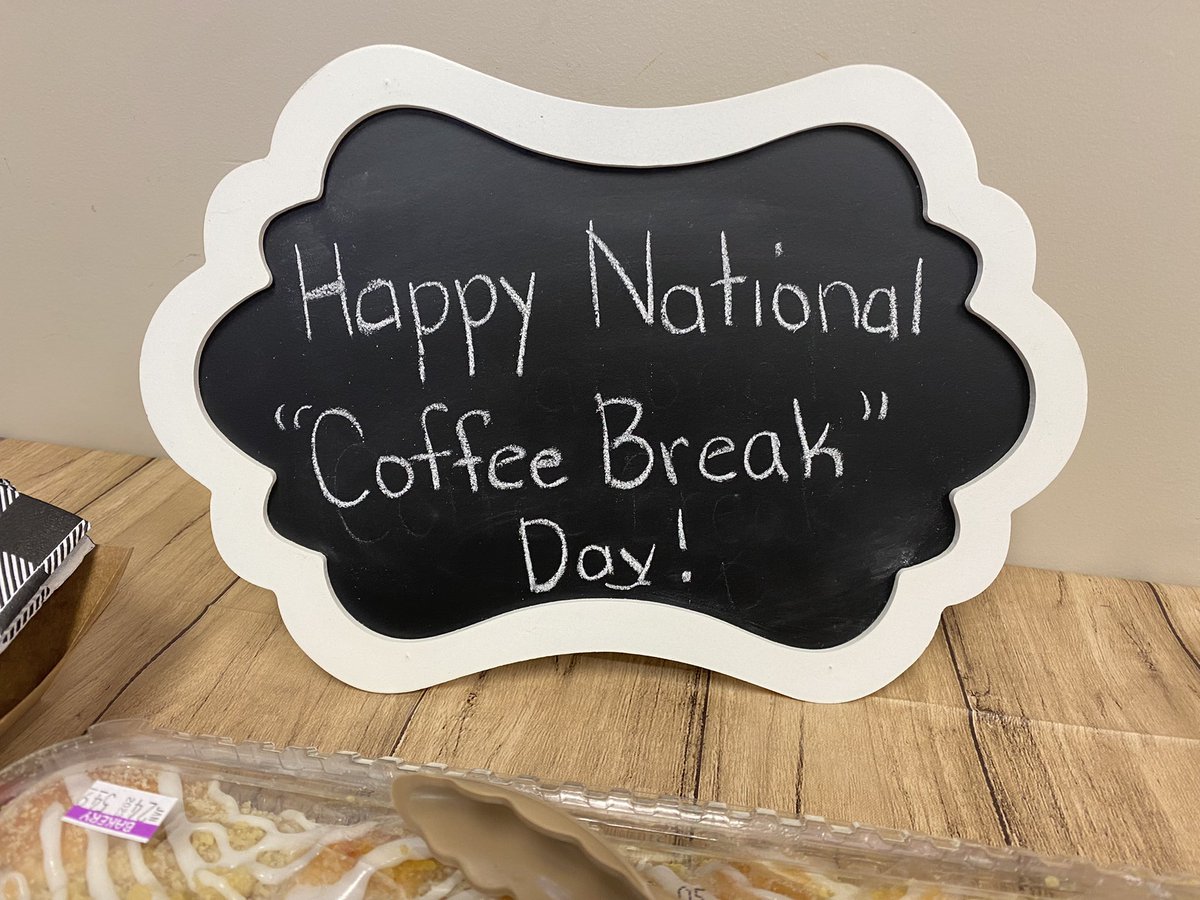 KristenJones47's tweet photo. Truly enjoy celebrating the Charles Elementary School staff and how hard they work each week!  It’s National “coffee break “day so we brought in different coffee cakes and Starbucks coffee.@steve_jones52 @allin4RCSkids https://t.co/xaj3PLIxC4