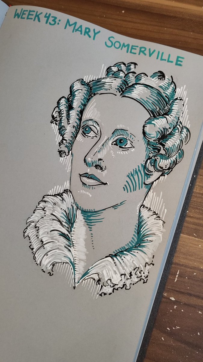SanguinikDE's tweet photo. Streamchen ist aus und bevor ich zum nächsten Termin los muss, lass ich euch noch das Portrait von #MarySomerville hier, das ich im Stream für #mathyear gezeichnet habe. #sciart #mathart https://t.co/znpC0oanB8
