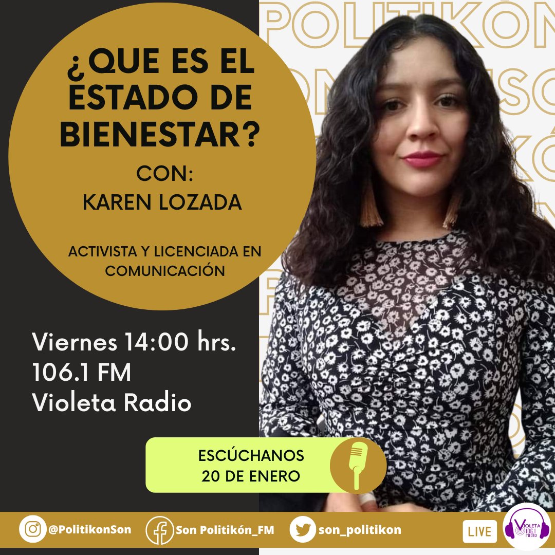 PolitikonSon's tweet photo. Hoy nos acompañan Diego Valdez y Karen Lozada con el tema: ¿Que es el estado de Bienestar?

Te esperamos en punto de las 02:00 de la tarde a través de @VioletaRadio_FM

#SonPolitikón dónde la política tiene ritmo y sabor… https://t.co/VWIIcAtbLY