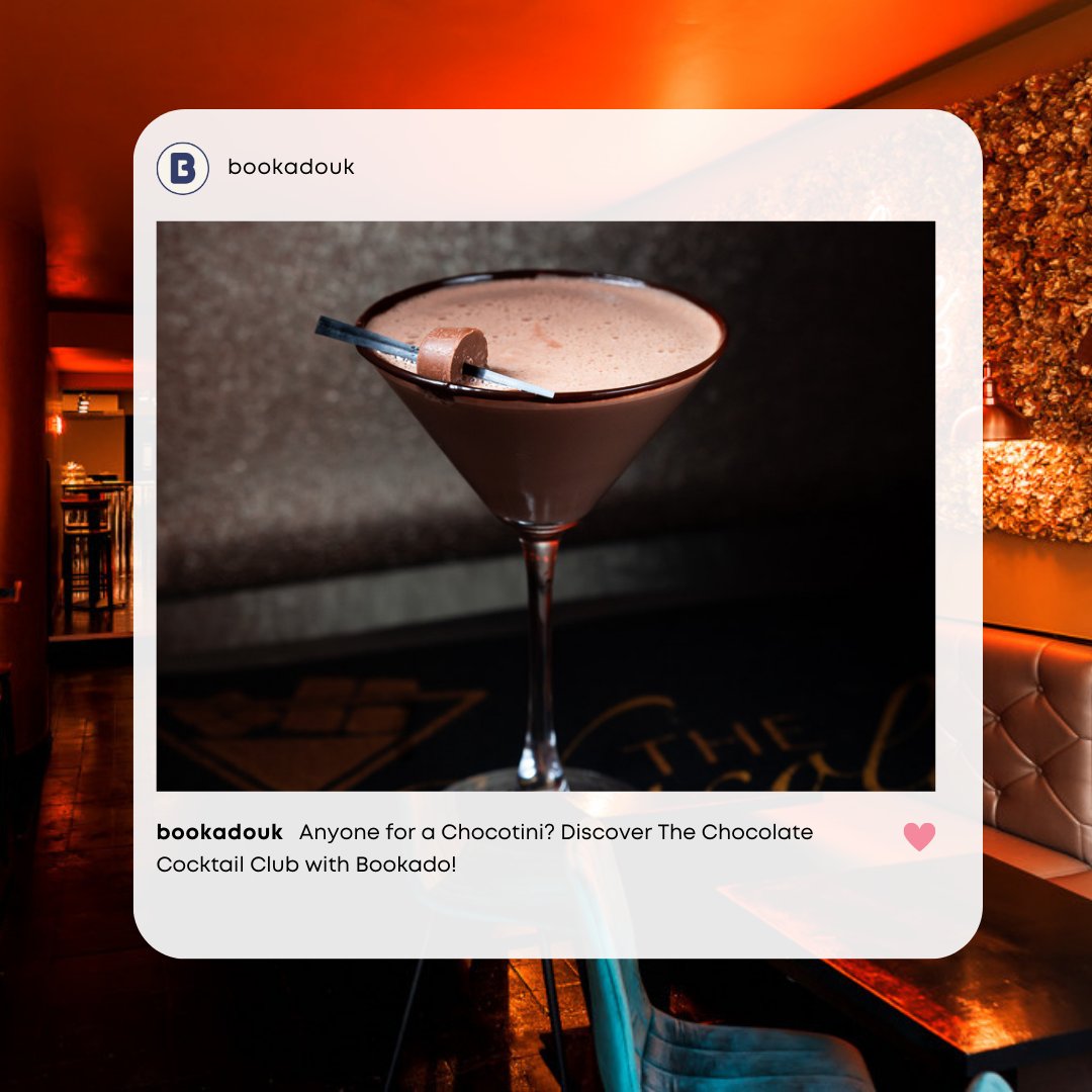 bookadouk's tweet photo. Calling all Chocoholics...Bookado has partnered with The Chocolate Cocktail Club!  🍫 Serving up some of London's most delicious &amp; decadent cocktails, this is the perfect venue for your next celebration  🍸 https://t.co/7DiOPdtzUk