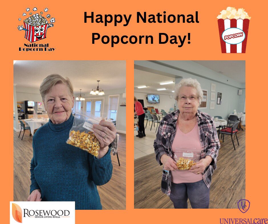 The Residents at Rosewood RVilla enjoyed celebrating National Popcorn with a variety of flavours we ordered from Bad Monkey Popcorn!We had Ketchup, Crème Brulée, Maple Syrup, Butter, Chicago and Big Cheese! #Nationalpopcornday #Badmonkeypopcorn #RosewoodRVilla #UniversalCare